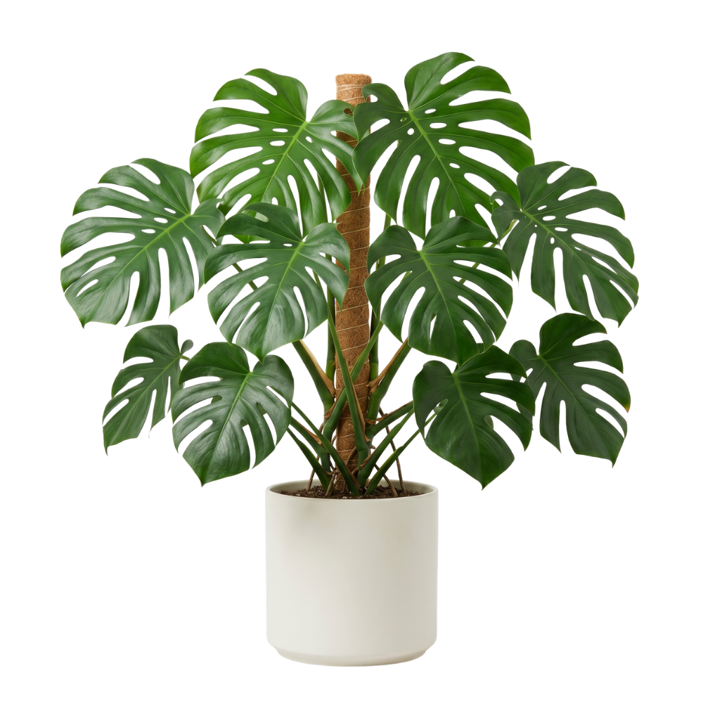 Monstera deliciosa houseplant in pot
