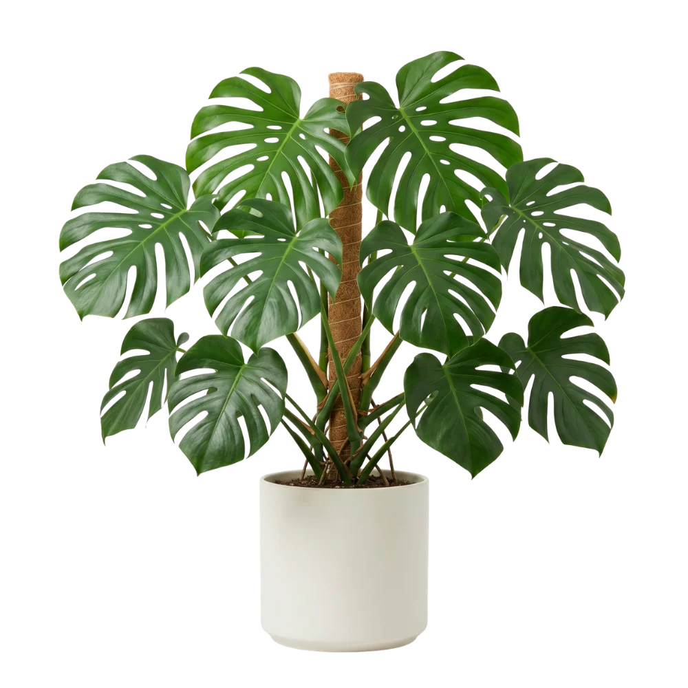 Monstera deliciosa houseplant in pot